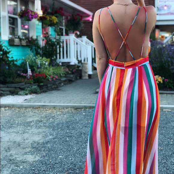 🆕Dorothy Statement Stripes Deep V Maxi Dress - Picture 3 of 8